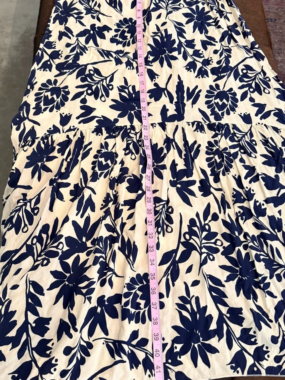 Women’s Boho Navy Floral Maxi Skirt - Cream & Navy - Picture 3 of 5